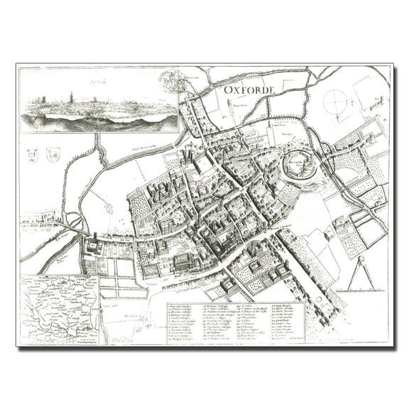 Trademark Art 'Map of Oxford, 1643' Canvas Art by Wenceslaus Hollar