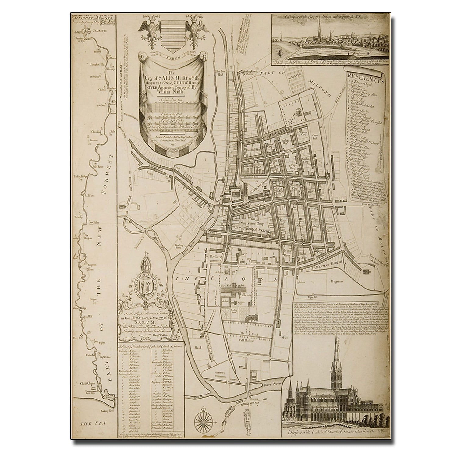 Trademark Art 'Map of Salisbury, 1751' Canvas Art by William Nash
