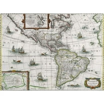 Trademark Fine Art Henricus Hondius Map of the Americas 1631 Canvas Wall Art - 14x19