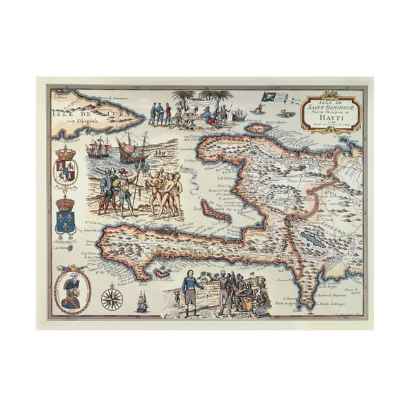Trademark Fine Art Unknown Map of the Island of Haiti, 1789 Canvas Wall Art - 14x19