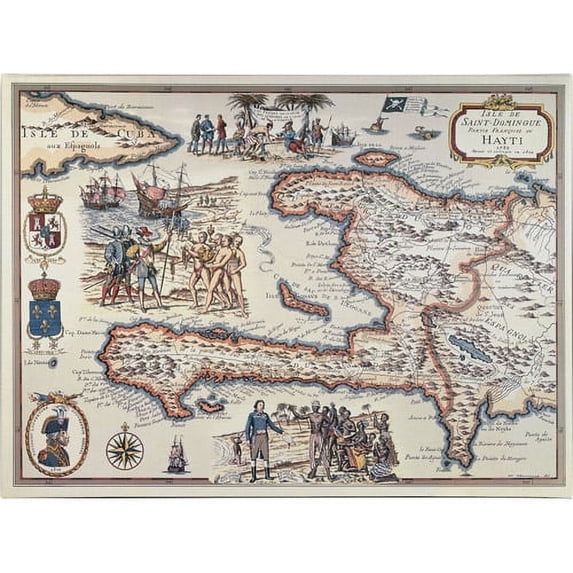 Trademark Fine Art Unknown Map of the Island of Haiti, 1789 Canvas Wall Art - 24x32