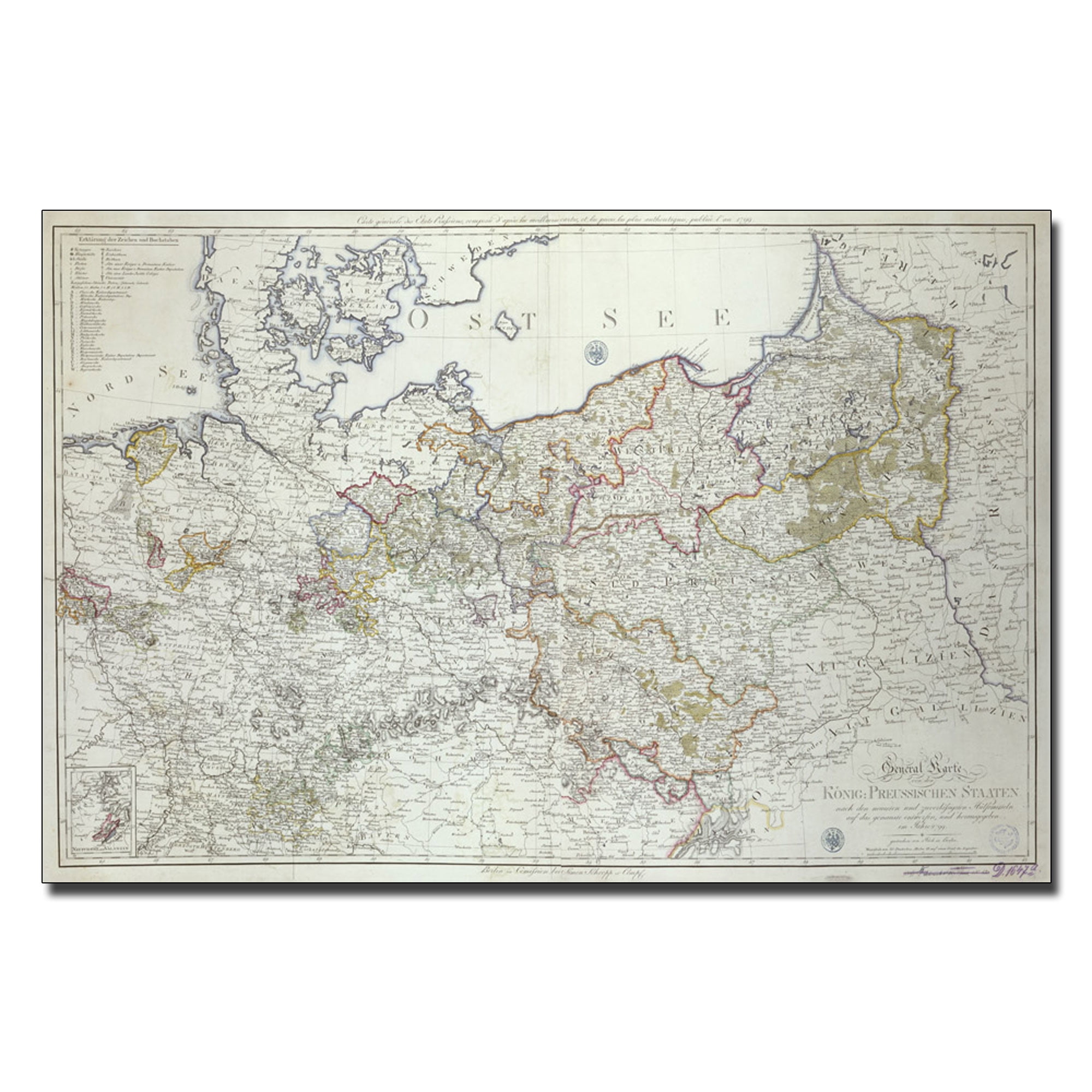 Trademark Art 'Map of the Prussian States, 1799' Canvas Art