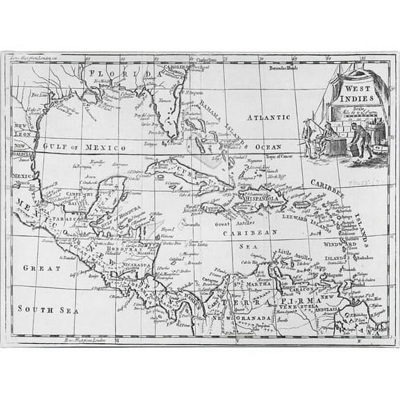 'Map of the West Indies Florida & South America' Canvas Art