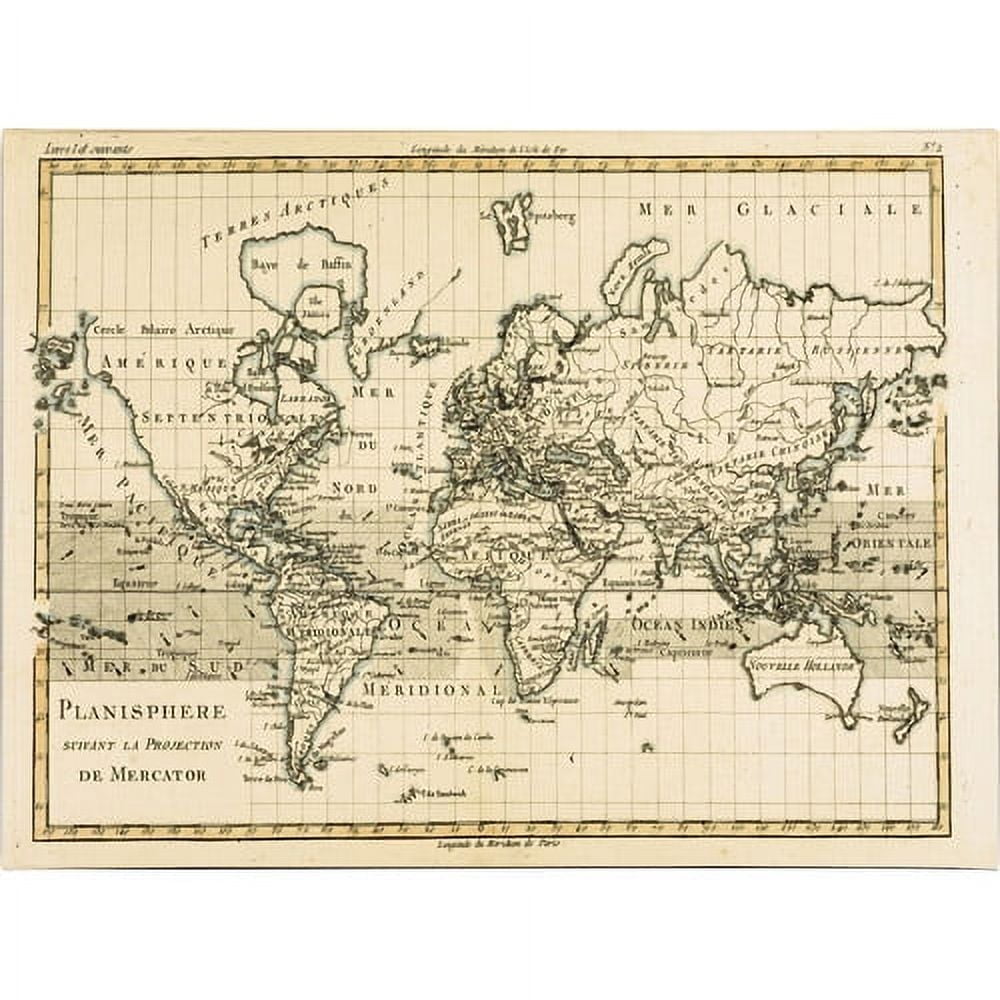 Trademark Art 'Mercator Map of the World' Canvas Art by Charles Bonne