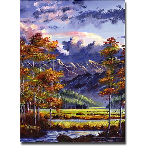 Trademark Art "Mountain River Valley" Canvas Wall Art by David Lloyd Glover