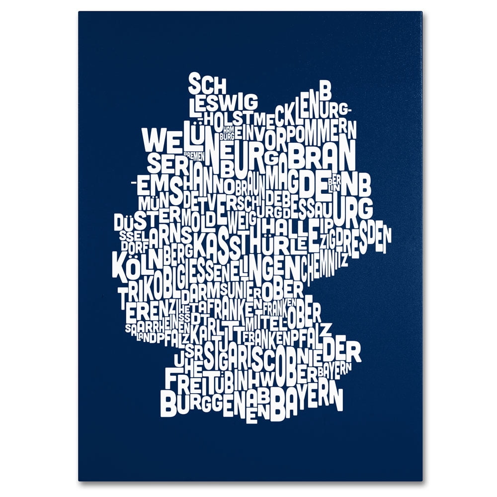 Trademark Art 'NAVY-Germany Regions Map' Canvas Art by Michael Tompsett