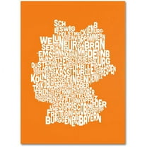 Trademark Art 'ORANGE-Germany Regions Map' Canvas Art by Michael Tompsett