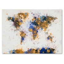 Trademark Art 'Paint Splashes World Map 2' Canvas Art by Michael Tompsett
