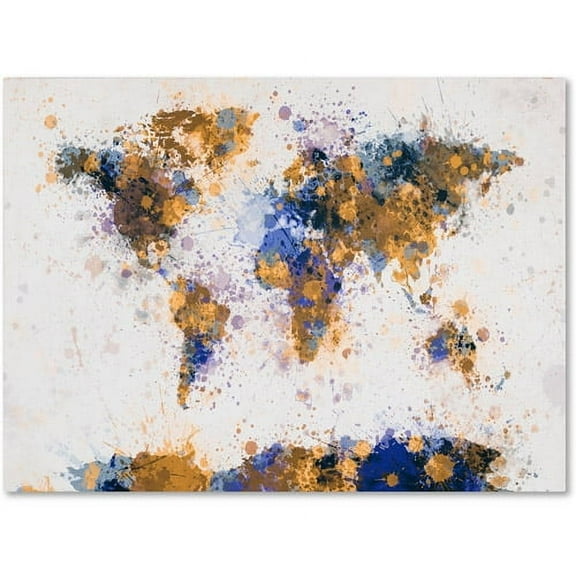 Trademark Art 'Paint Splashes World Map 2' Canvas Art by Michael Tompsett