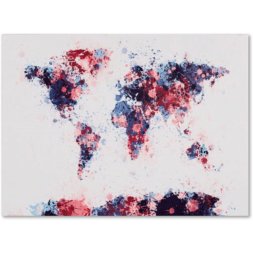 Trademark Art 'Paint Splashes World Map 3' Canvas Art by Michael Tompsett