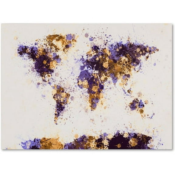 Trademark Art 'Paint Splashes World Map 4' Canvas Art by Michael Tompsett