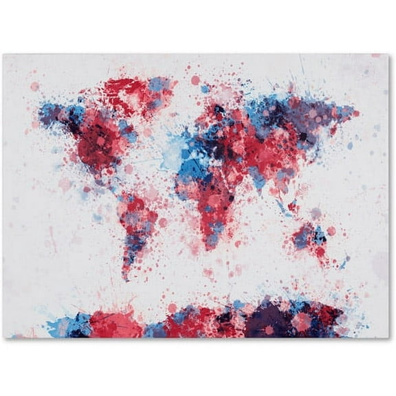 Trademark Art 'Paint Splashes World Map' Canvas Art by Michael Tompsett