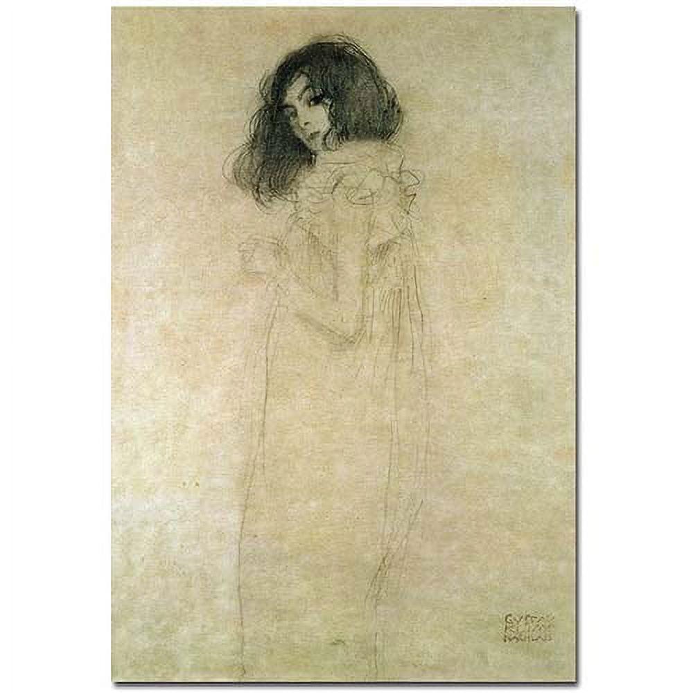 Gustav Klimt Portrait of a Young Woman Beige Canvas Art