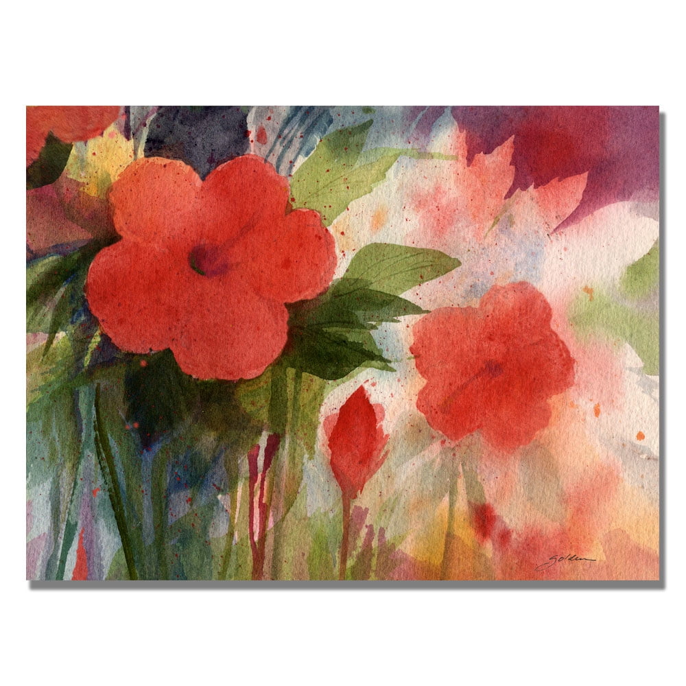 Trademark Art "Red Blossoms" Canvas Wall Art by Shelia Golden