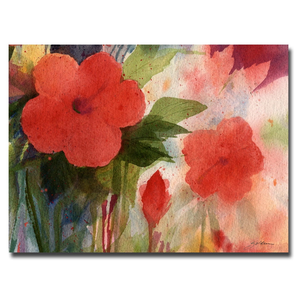 Trademark Art "Red Blossoms" Canvas Wall Art by Shelia Golden