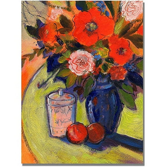 Trademark Art "Red Flowers with Jar" Canvas Wall Art by Shelia Golden