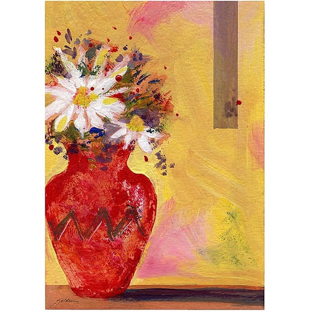 Trademark Art "Red Vase with Daisy" Canvas Art by Sheila Golden