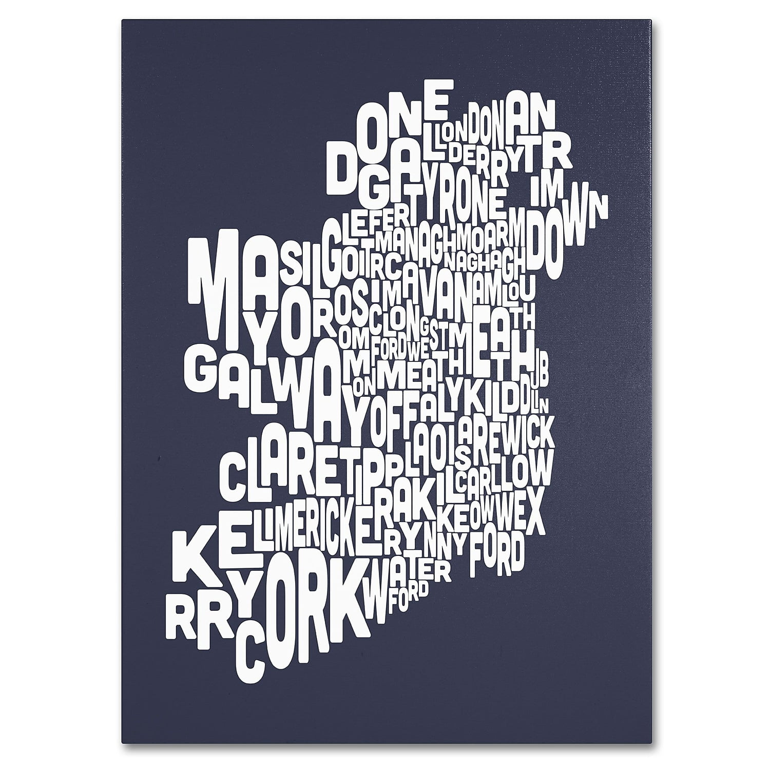 Trademark Art 'SLATE-Ireland Text Map' Canvas Art by Michael Tompsett
