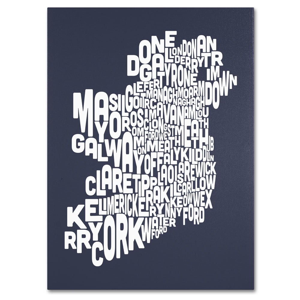 Trademark Art 'SLATE-Ireland Text Map' Canvas Art by Michael Tompsett