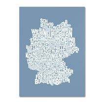 Trademark Art 'STEEL-Germany Regions Map' Canvas Art by Michael Tompsett