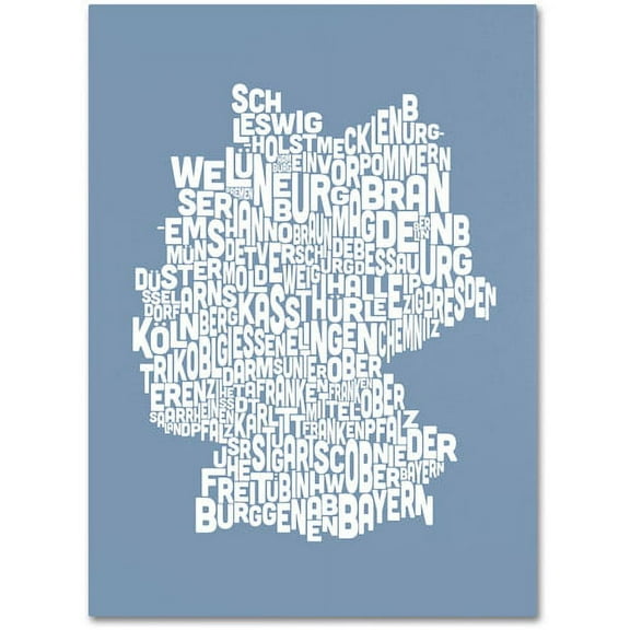 Trademark Art 'STEEL-Germany Regions Map' Canvas Art by Michael Tompsett