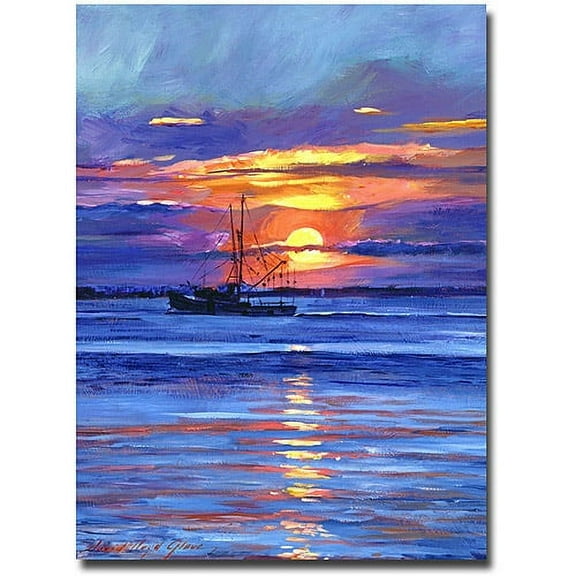 Trademark Art "Salmon Trawler At Sunrise" Canvas Wall Art by David Lloyd Glover