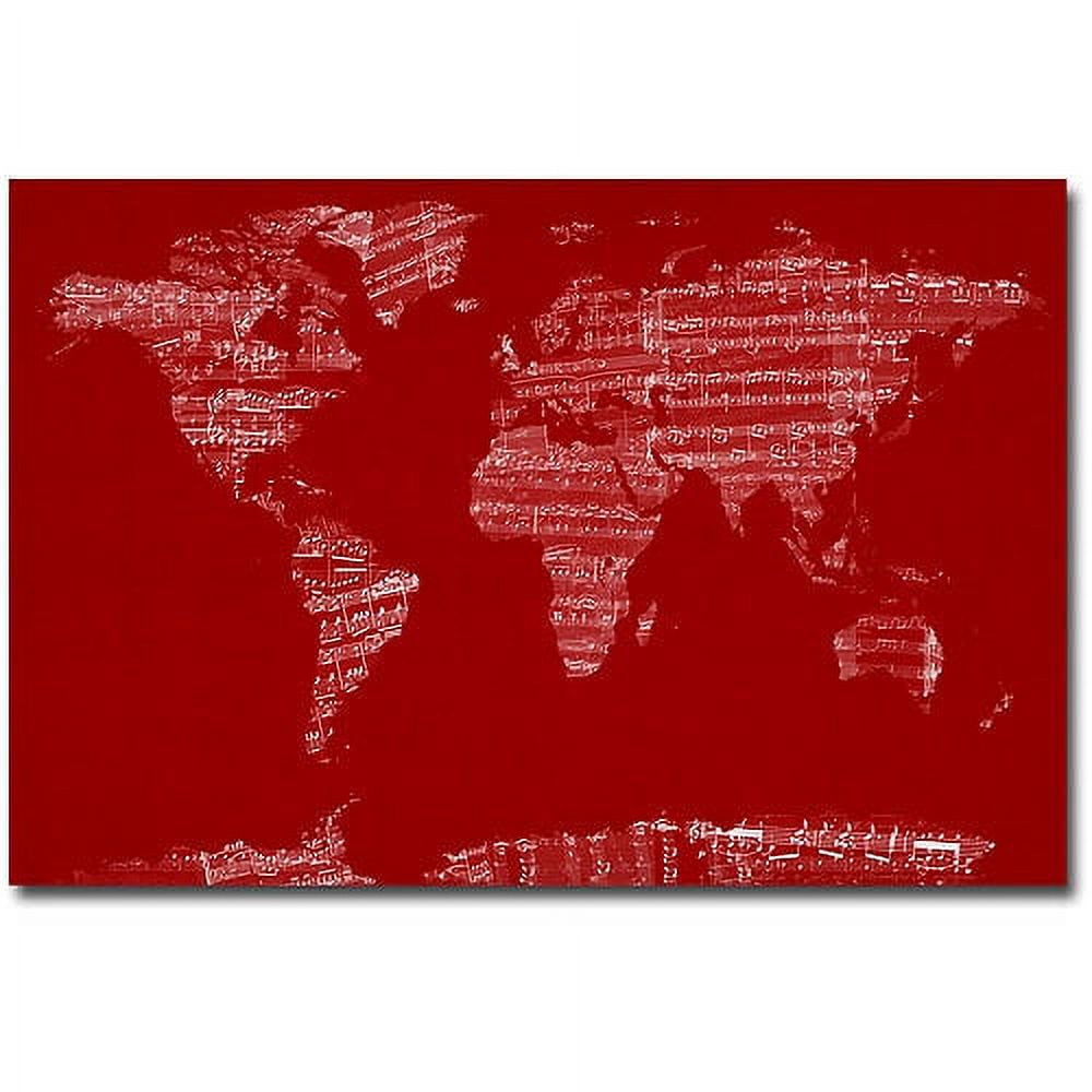 Trademark Art "Sheet Music World Map" Canvas Wall Art by Michael Tompsett