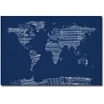 thumbnail image 1 of Trademark Art "Sheet Music World Map in Blue" Canvas Wall Art by Michael Tompsett, 1 of 3