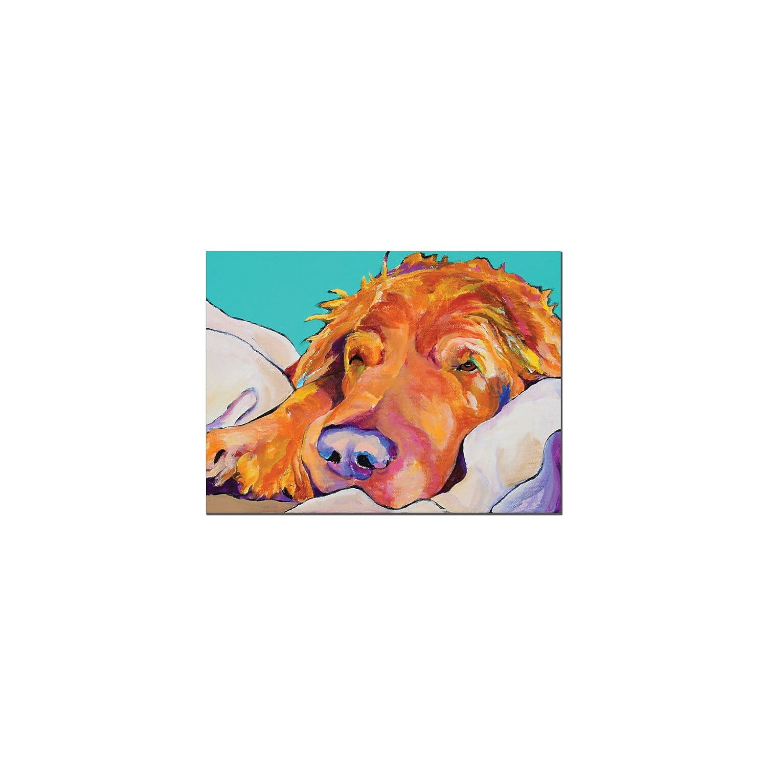 Vibrant Sleeping Dog Canvas Art with Wooden Frame