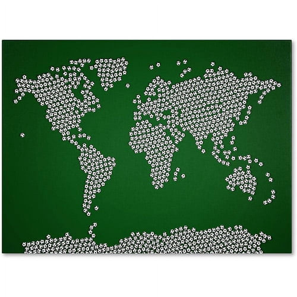 Trademark Art 'Soccer Balls World Map' Canvas Art by Michael Tompsett