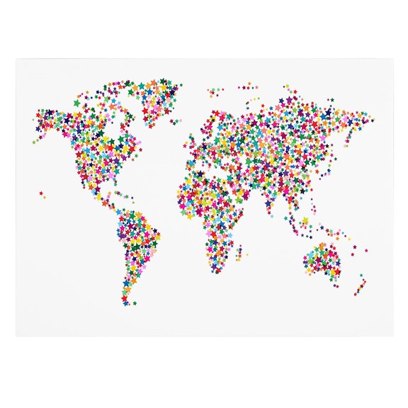 Trademark Art 'Stars World Map' Canvas Art by Michael Tompsett