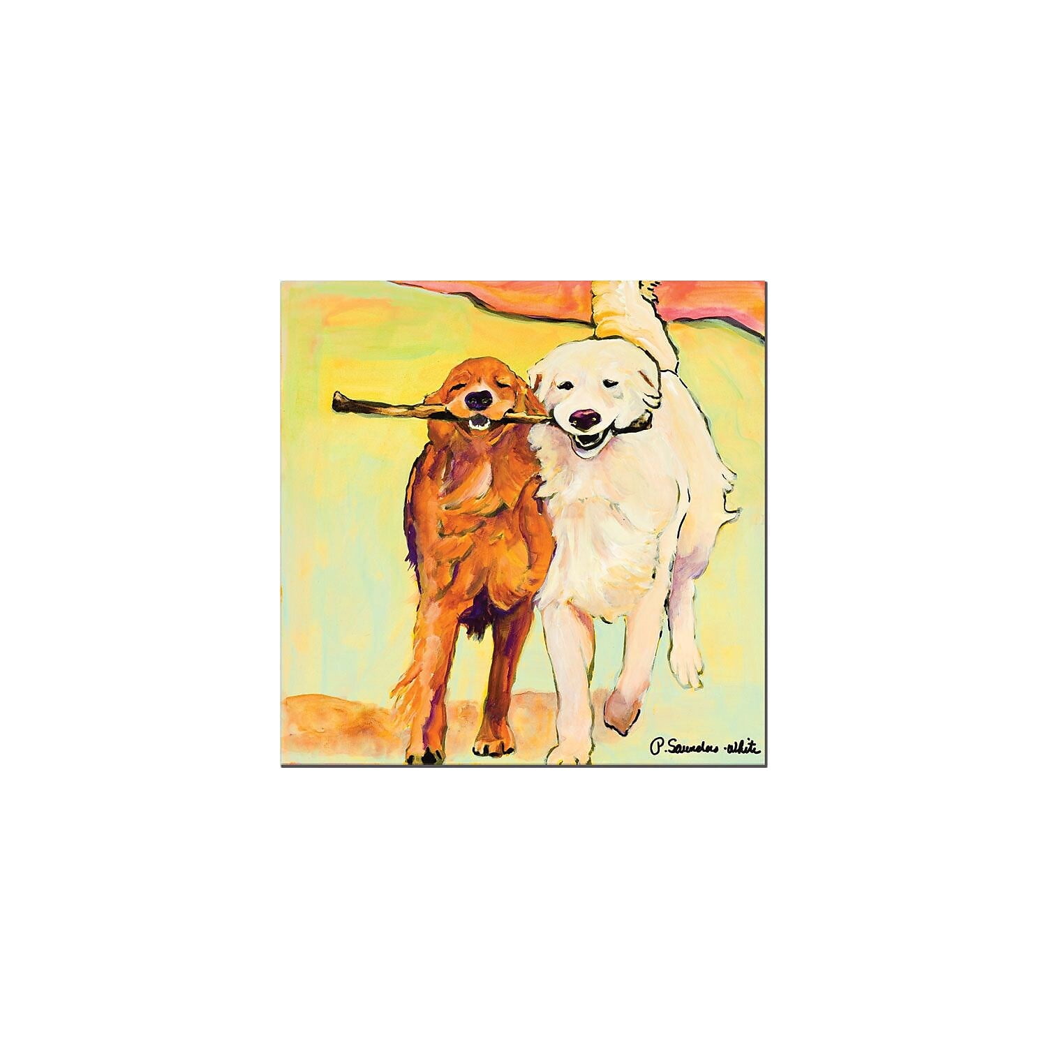 Pat Saunders-White 'Stick with Me' Colorful Animal Canvas Print