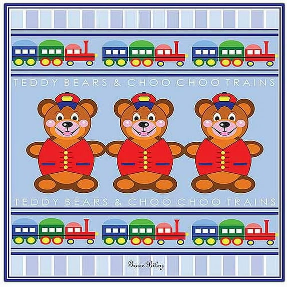 Trademark Art "Teddy Bears and Choo Choo Trains" Canvas Art by Grace Riley