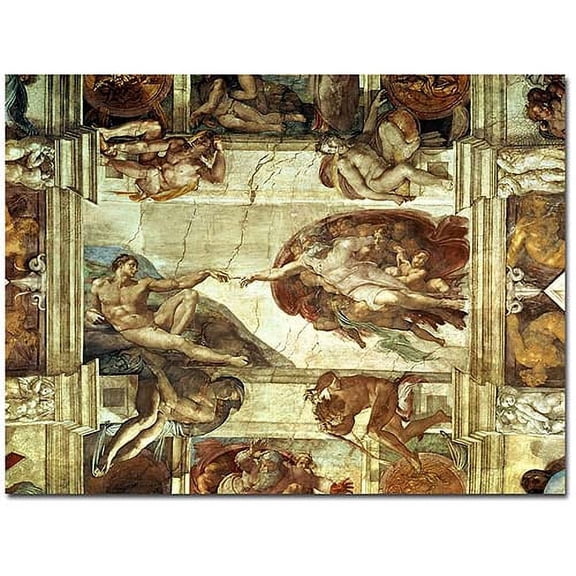 Trademark Fine Art Michelangelo The Creation of Adam Canvas Wall Art - 14x19