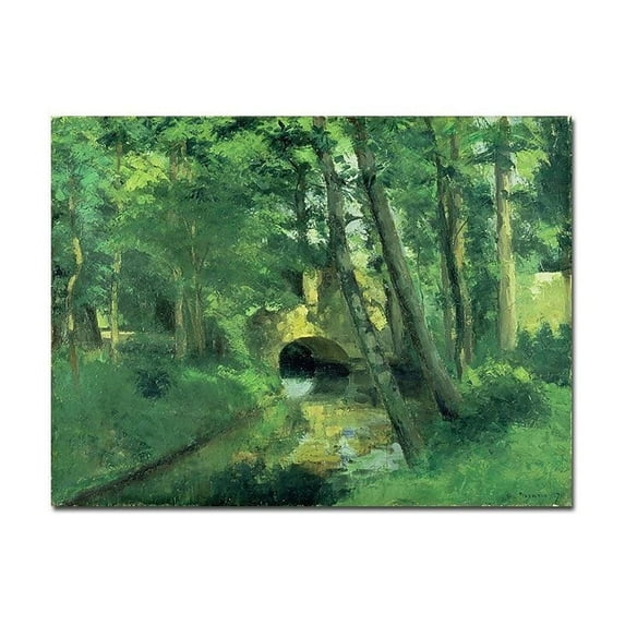 Trademark Art "The Little Bridge - Pontoise - 1875" Canvas Art by Camille Pissarro