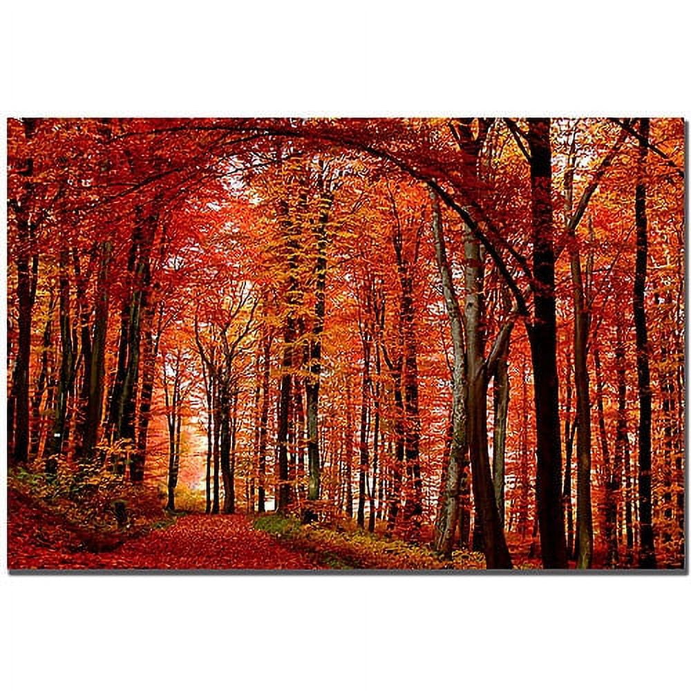 Large Red Autumn Forest Canvas Wall Art