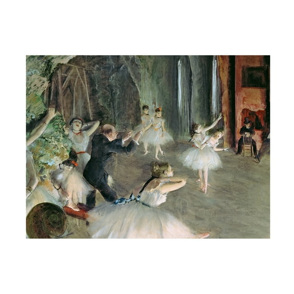 Trademark Fine Art Edgar Degas The Rehearsal of the Ballet on Stage Canvas Wall Art - 35x47