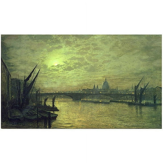 Trademark Art "The Thames by Moonlight 1884" Canvas Art by John Grimshaw