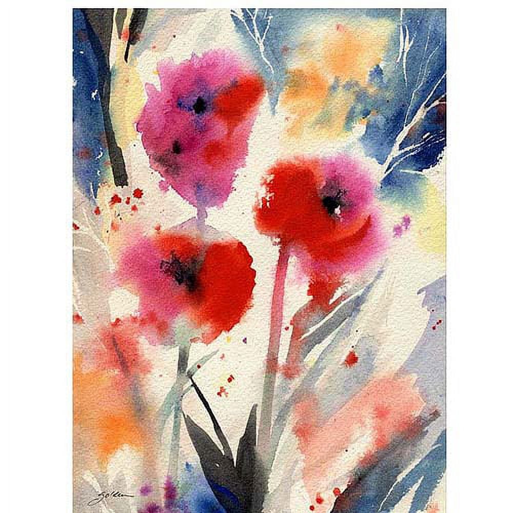 Trademark Art "Three Bright Flowers" Canvas Art by Sheila Golden