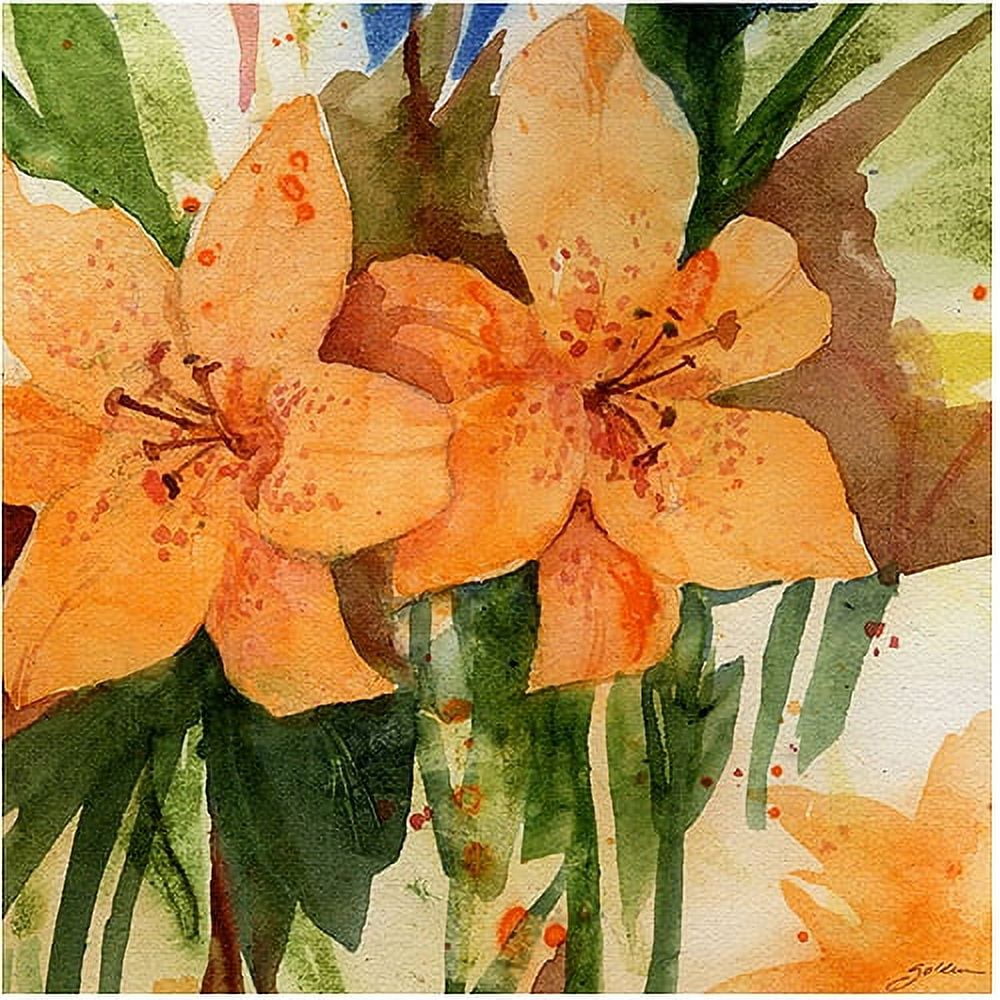 24" x 24" Orange Tiger Lilies Canvas Art with Wooden Frame