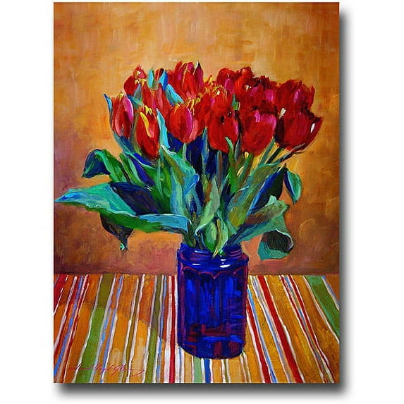 Trademark Art "Tulips In Blue Glass" Canvas Wall Art by David Lloyd Glover
