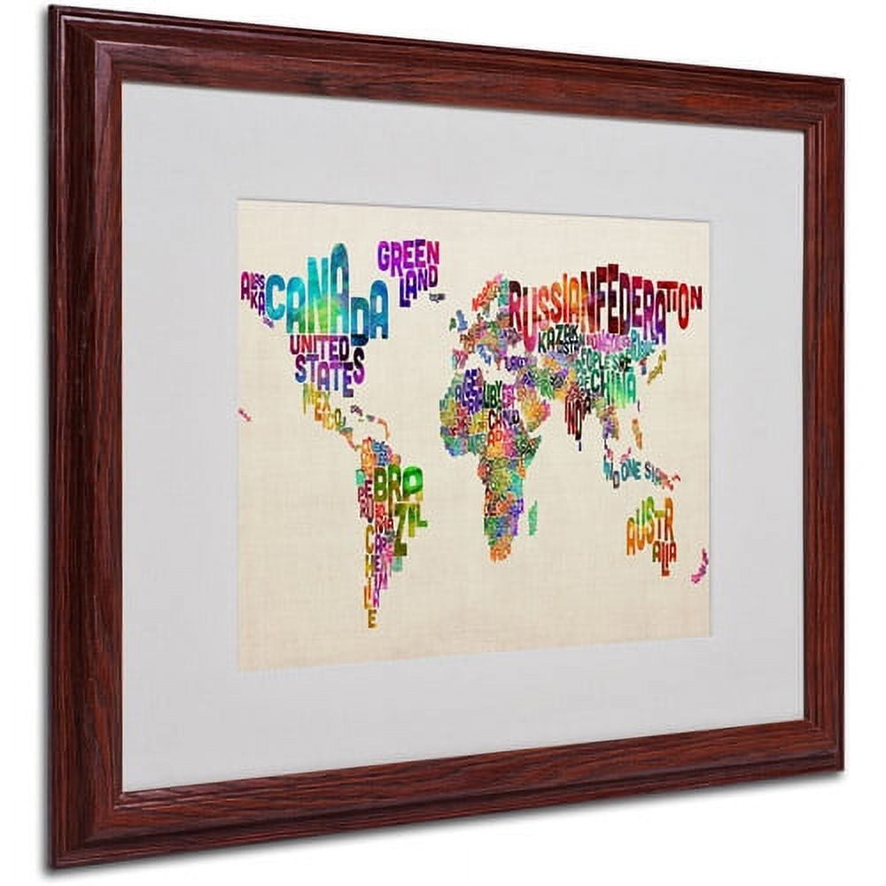 Trademark Art 'Typography World Map II' Matted Framed Art by Michael Tompsett