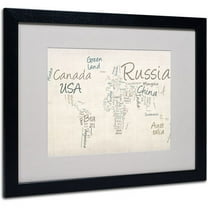 Trademark Art 'Typography World Map' Matted Framed Art by Michael Tompsett