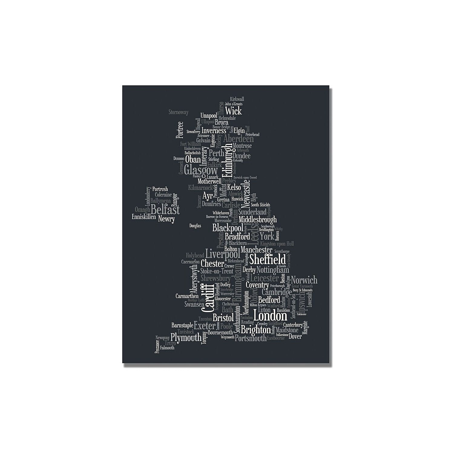 Trademark Art "UK Font Cities" Canvas Art by Michael Tompsett