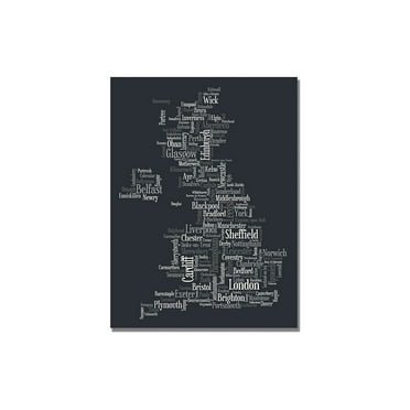 Trademark Art "UK Font Cities" Canvas Art by Michael Tompsett