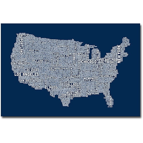 Trademark Art "US City Map V" Canvas Wall Art by Michael Tompsett