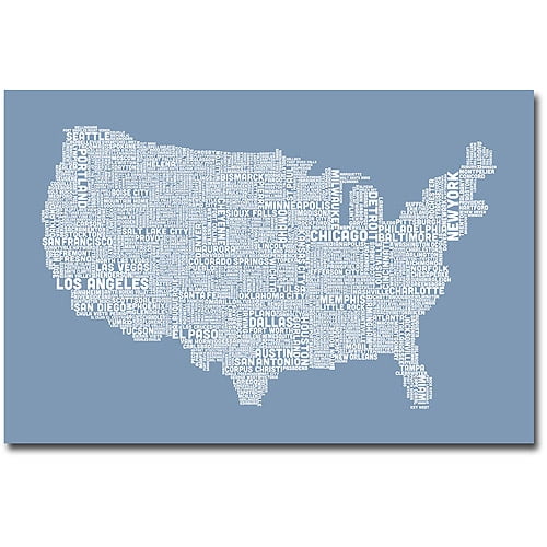 Trademark Art "US City Map XII" Canvas Wall Art by Michael Tompsett