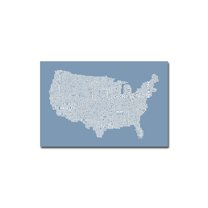 Trademark Art "US City Map XII" Canvas Wall Art by Michael Tompsett