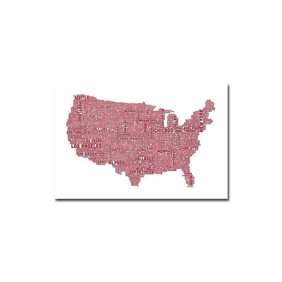 Trademark Art "US City Map XIV" Canvas Wall Art by Michael Tompsett