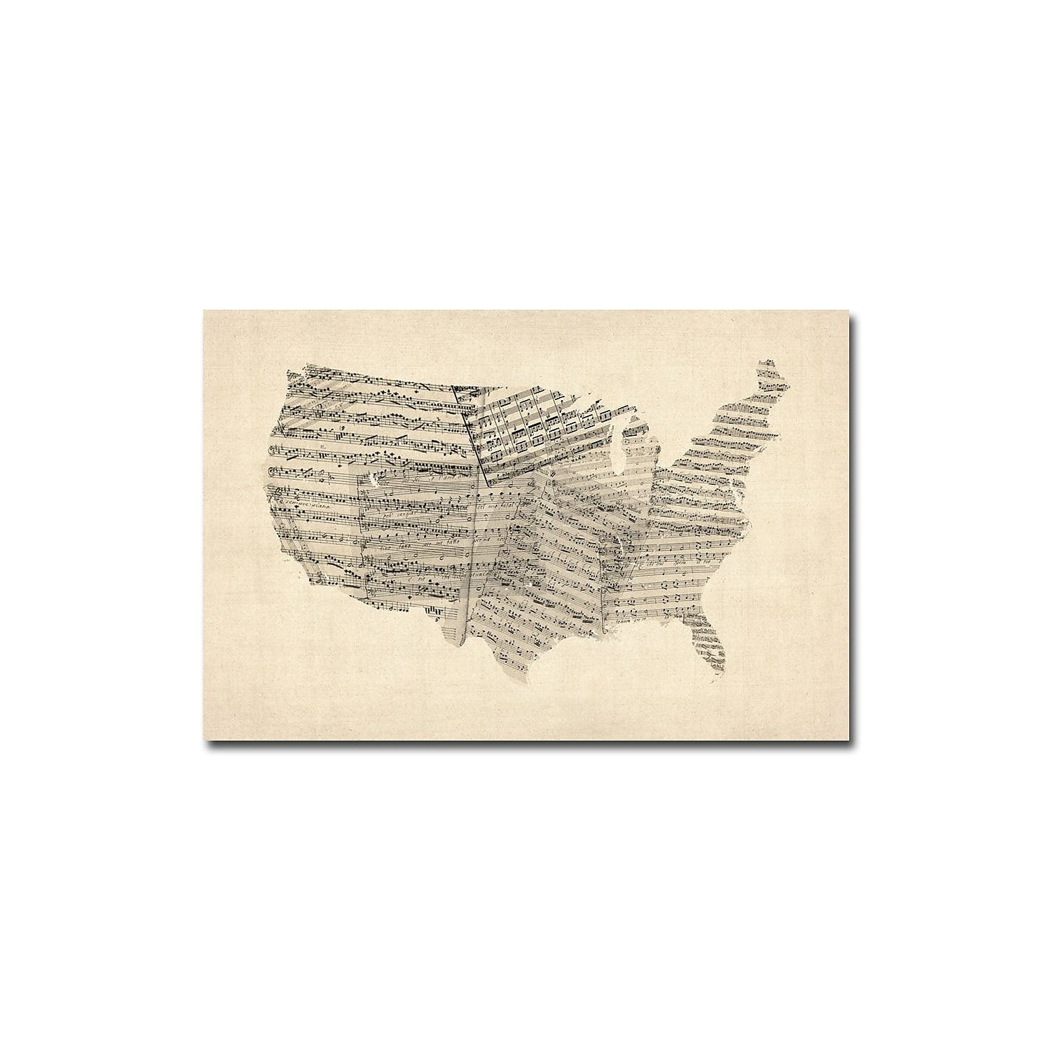 Trademark Art "USA    Old Sheet Music Map" Canvas Art by Michael Tompsett